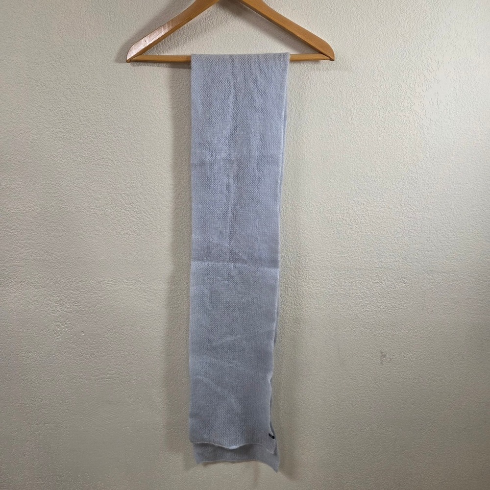 Gap Light Blue Mohair Blend Open Knit Fuzzy Scarf Snowflake Logo RN54023 9x76
